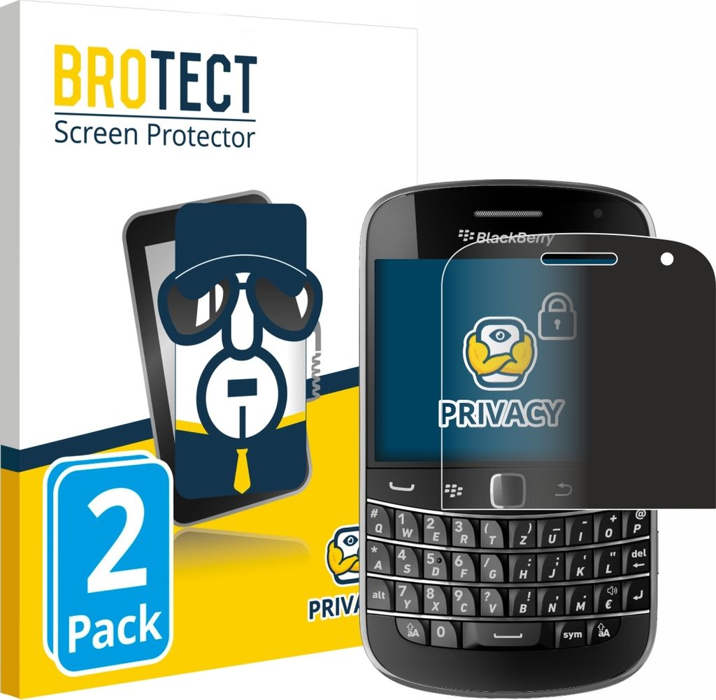 2x BROTECT Sichtschutzfolie für RIM BlackBerry Bold Touch 9900 Anti-Spy Privacy Sichtschutz Blickschutz Folie Blaulicht-Schutz