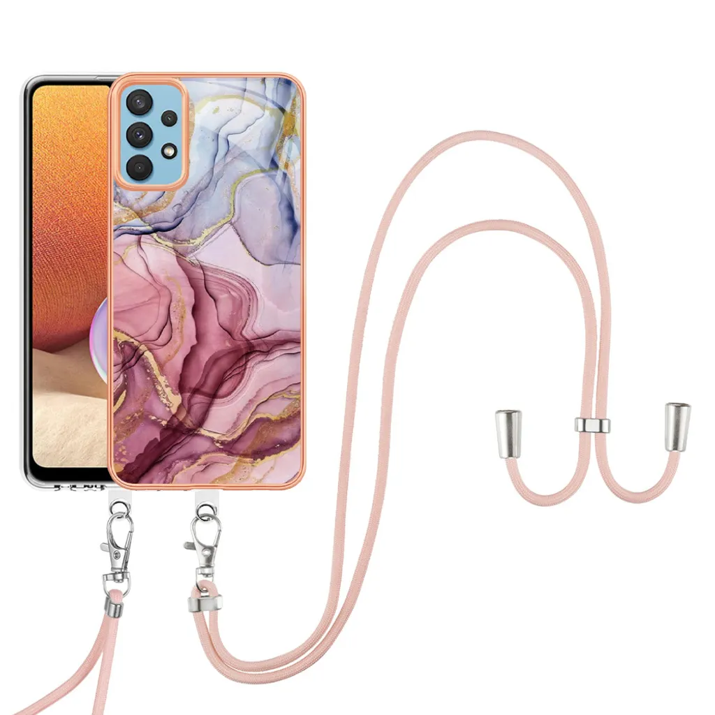 Custodia Samsung A32 4G Fantasia Oro Rosa con Cordino in Nylon