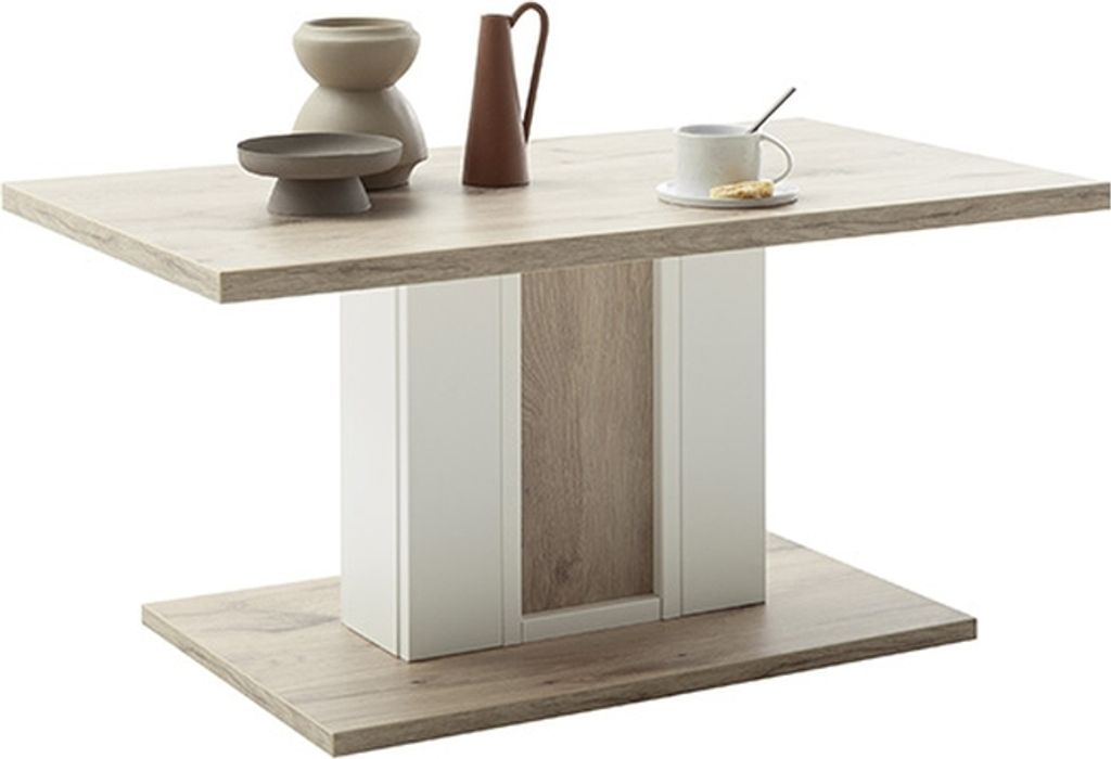 Couchtisch >SANTERNO< in Viking Ecihe Nachbildung / Soft White - 95x45x55 (BxHxT)