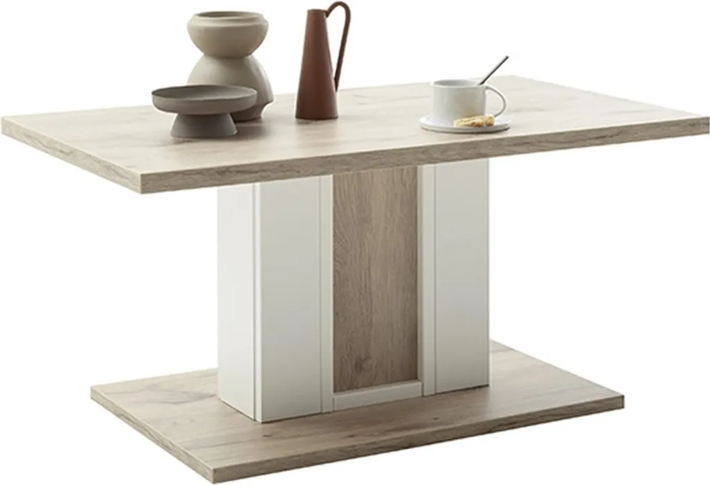 Table basse rectangulaire en chêne viking et blanc SANTERNO