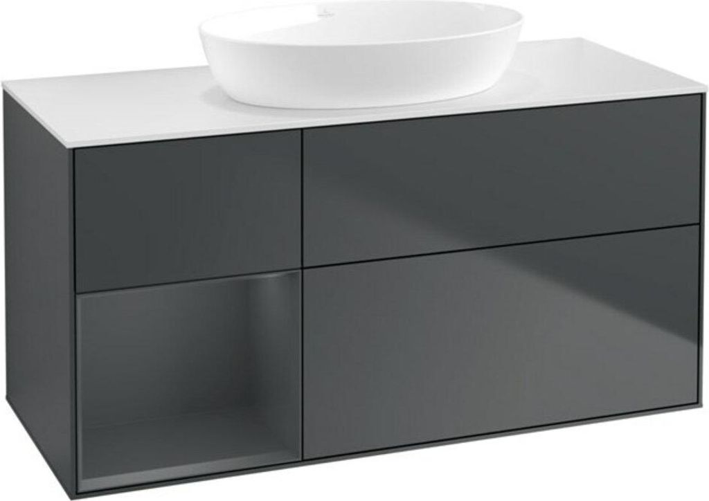 V&B Waschtischunterschrank Finion 120cm, Pl w m, Rg md m Lac, md bl. m Lac
