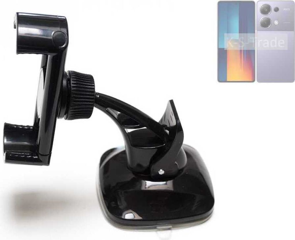 K-S-Trade kompakte Handy-Halterung Windschutzscheibe kompatibel mit Xiaomi POCO M6 Pro Armaturenbrett schwarz Autohalterung KFZ Halter