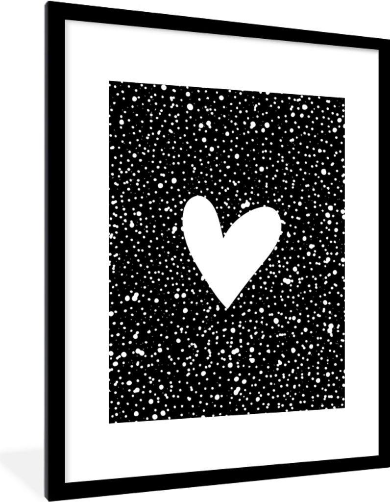 MuchoWow Gerahmtes Poster Design - Liebe - Herz 60x80 cm - Poster mit Schwarzem Bilderrahmen Wandposter Rahmen Foto Bilder - Wohnzimmer - Dekorat...