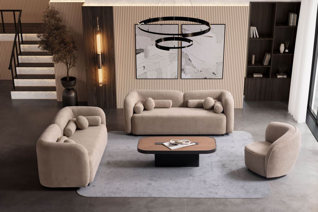 Sofagarnitur Luna 3-3-1 mit 12 Kissen – Modernes Sofa für Wohnzimmer