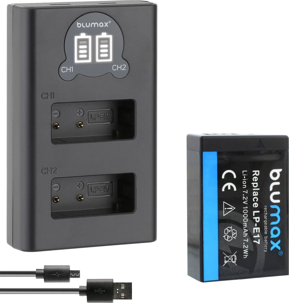 1x Akku + LCD Lader für Canon LP-E17 EOS RP M3 M6 750D 760D R8 R10 R50 1000 mAh