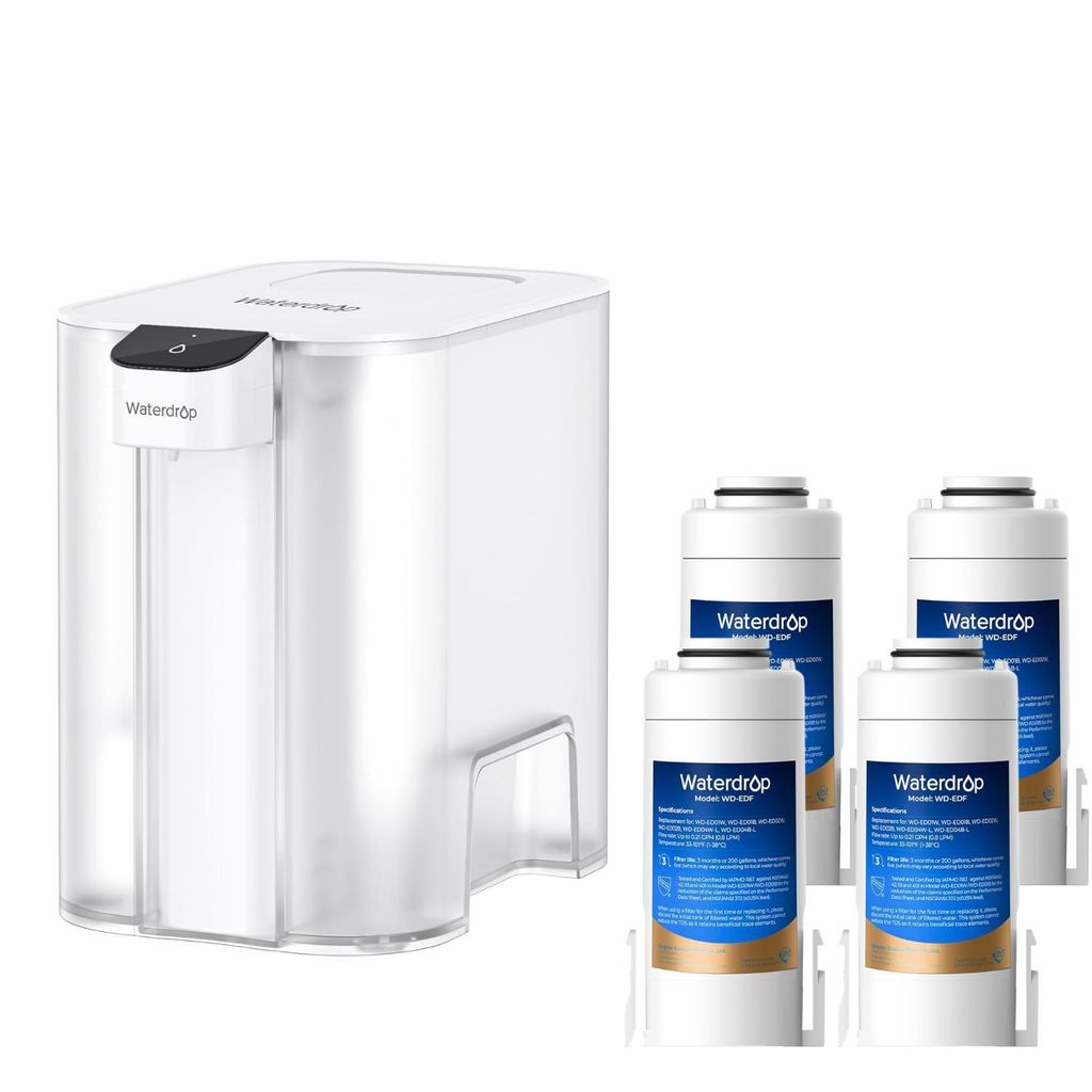 Waterdrop Mega Sofortiger Elektrischer Wasserfilterkrug mit 4 Filter, 6L Wasserfilterkannen, Reduziert Chlor, Blei, Quecksilber, 757 Liter, Weiß