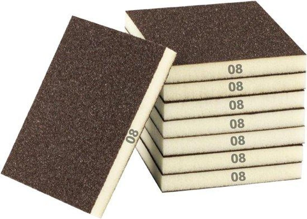 Schuurblok - Flexibel - 80 Korallen - Nat und Trocken - Für Holz Metall Kunststoff Gipsplatte - 8 Stück - 12 x 10 x 13 cm