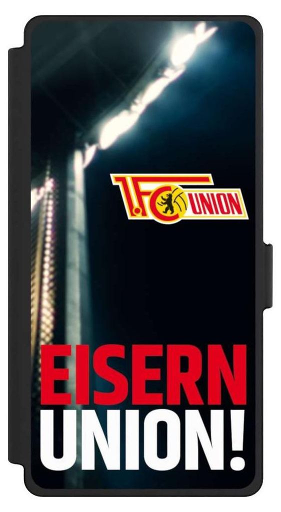 NIVOCASE Klapphülle für Samsung Galaxy S25 Ultra Handyhülle aus Kunst Leder NIVOflip schwarz 1. FC Union Berlin Fanartikel Fußball