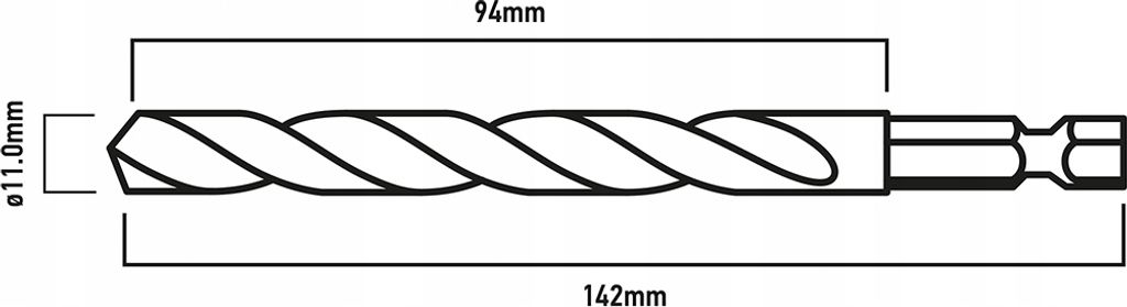 GRAPHITE HEX Bohrer (Professional Zubehör Schlagbohrer/Schrauber, Bohrmaschine/Schrauber) Bohrer aus Metall - Durchmesser 11 mm, HEX 1/4“ Gesamt...