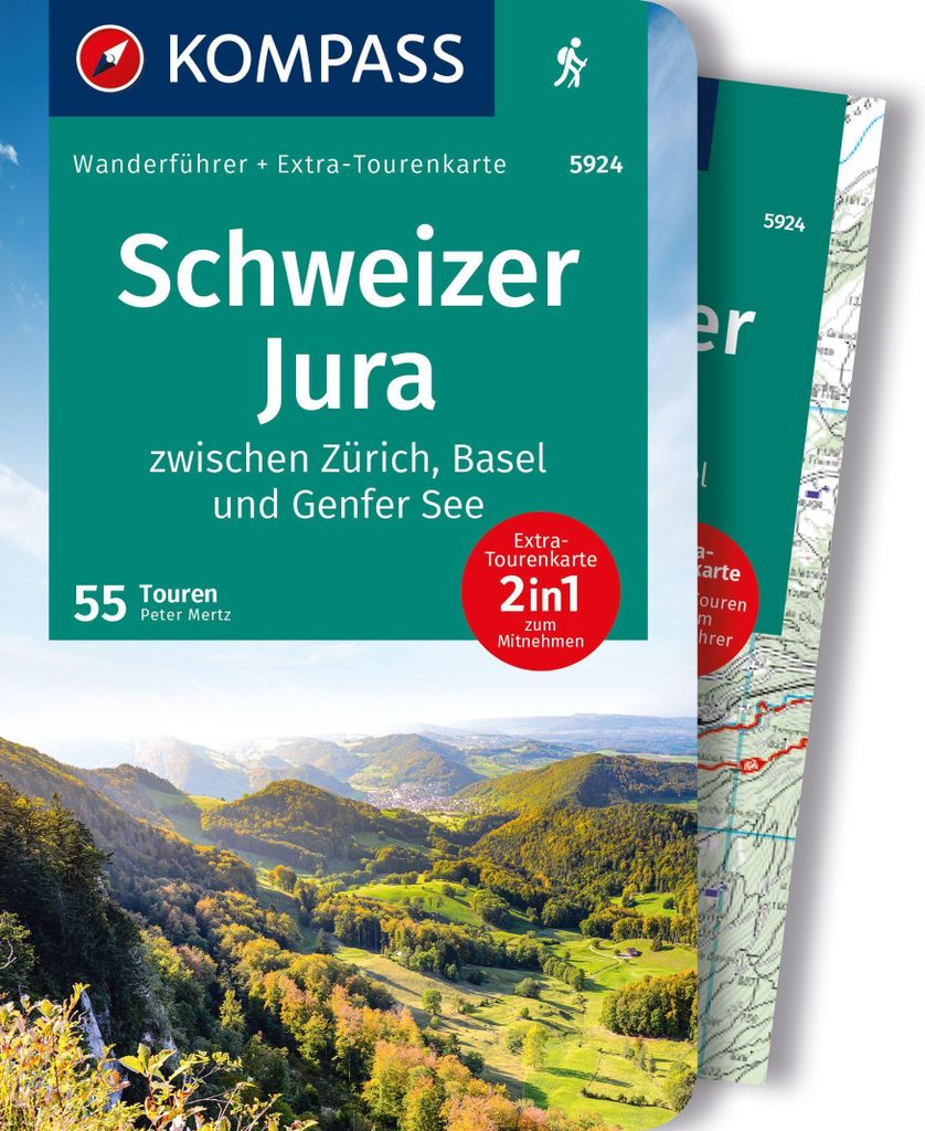 KOMPASS Wanderführer Schweizer Jura, 55 Touren mit Extra-Tourenkarte