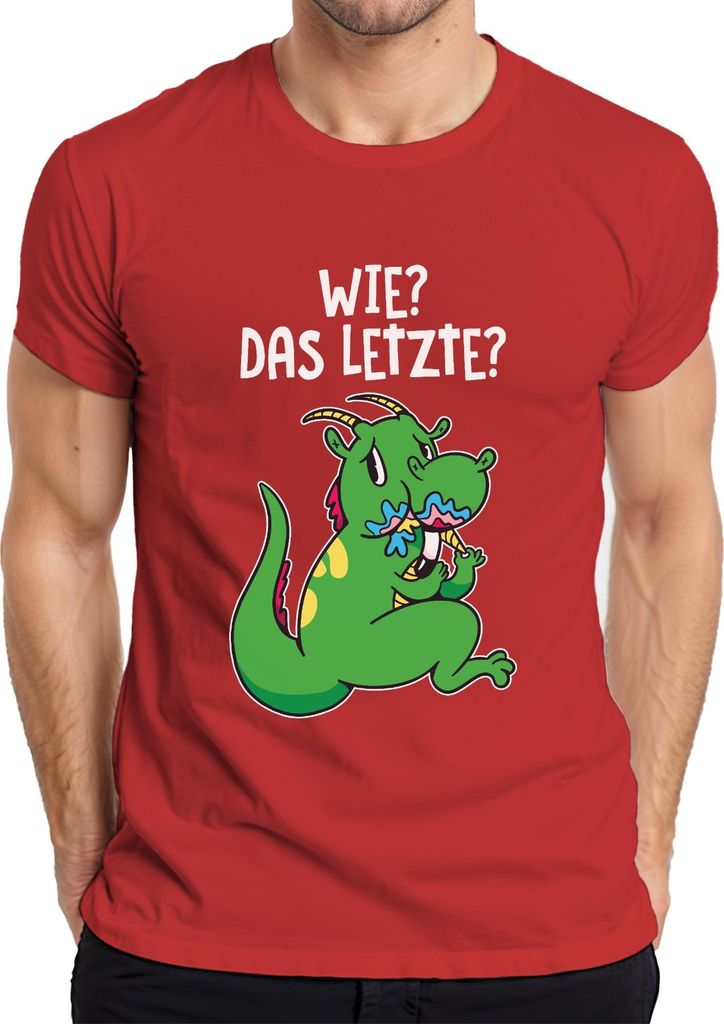 Wie Das Letzte lustiger Cartoon Drache Eis schlemmen Geschenk Herren T-Shirt, Rot, S