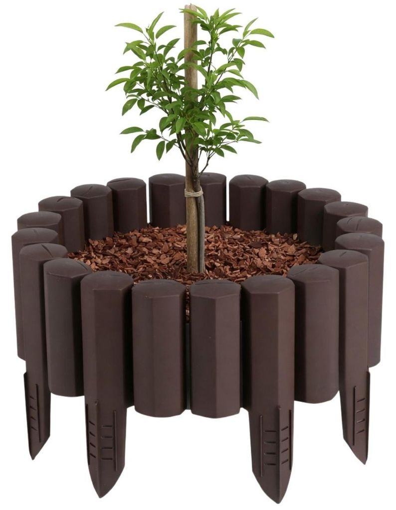 HowHomely | Beeteinfassung - Gartenpalisade - 2,2 m - braun - 8er Set - für Garten - Garten Zubehör