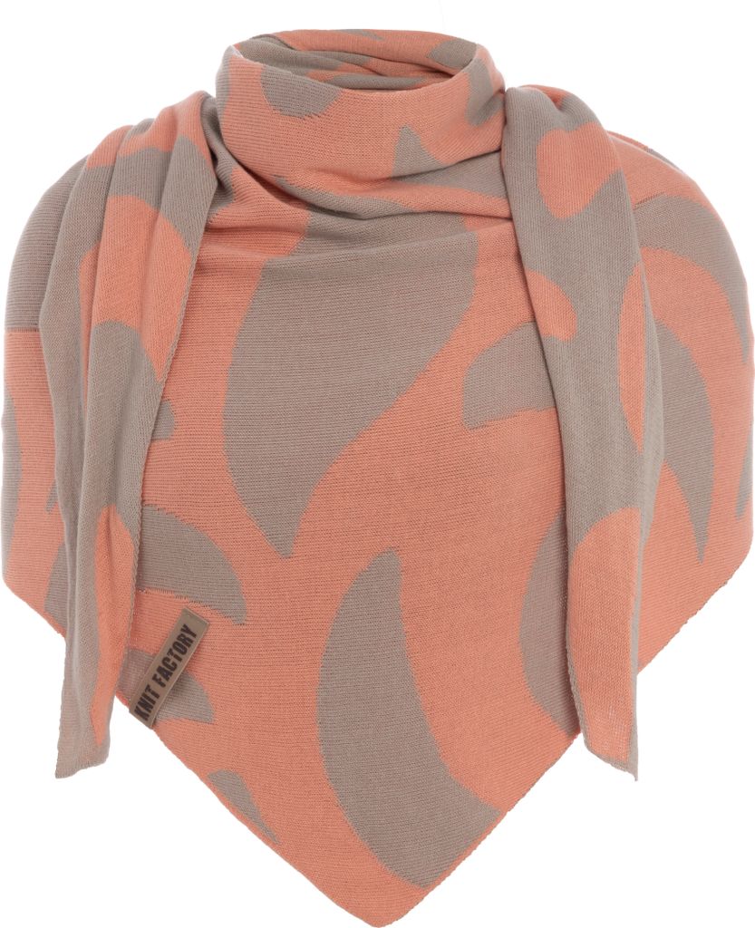 Knit Factory Leaf Dreieckstuch - Kieselgrau/Apricot - 200x70 cm