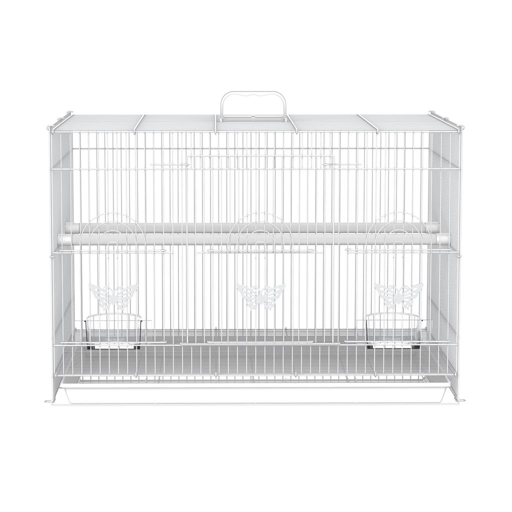 PawHut Vogelkäfig 60x41x41 Cm – Mit 2 Sitzstangen, 3 Eingängen & Abnehmbarem Tablett – Für Wellensittiche & Kanarienvögel