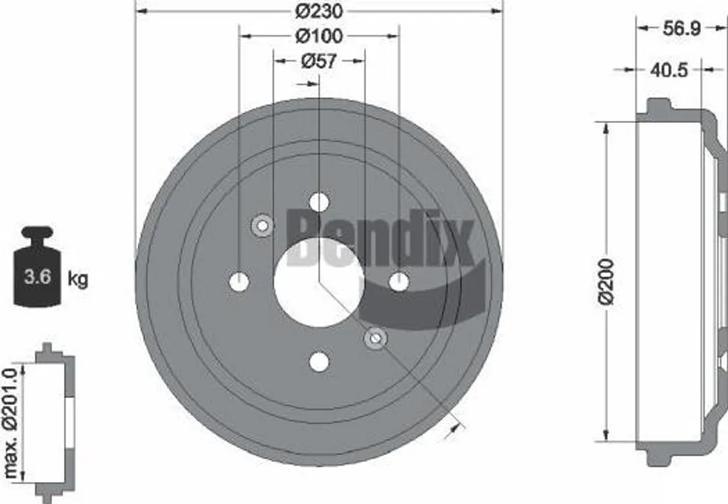 Tambour de Frein BENDIX BDM1087 OE 95903584 pour Chevrolet Aveo et Spark
