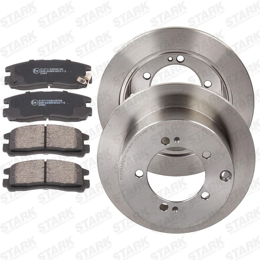 STARK Bremsen Set Hinten Bremsscheiben und Beläge für MITSUBISHI PAJERO PININ (H6W, H7W) 262mm