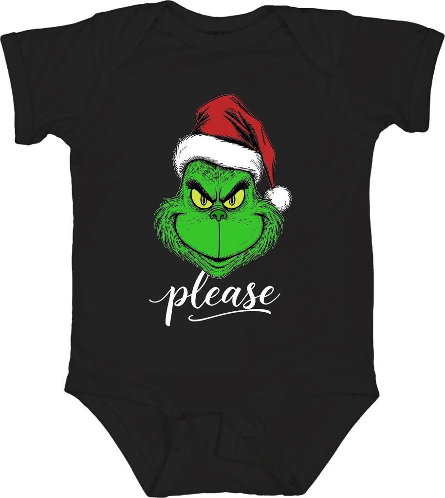 Grinch please Weihnachten Wichtel lustig Geschenk Weihnachtsgrinch Unisex Baby Body, Schwarz, 12/18