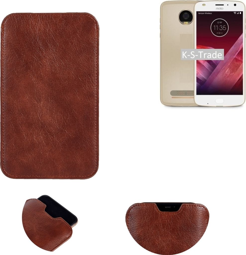 K-S-Trade Schutzhülle Handyhülle kompatibel mit Motorola Moto Z2 Play Handytasche Kunstleder Sleeve in braun