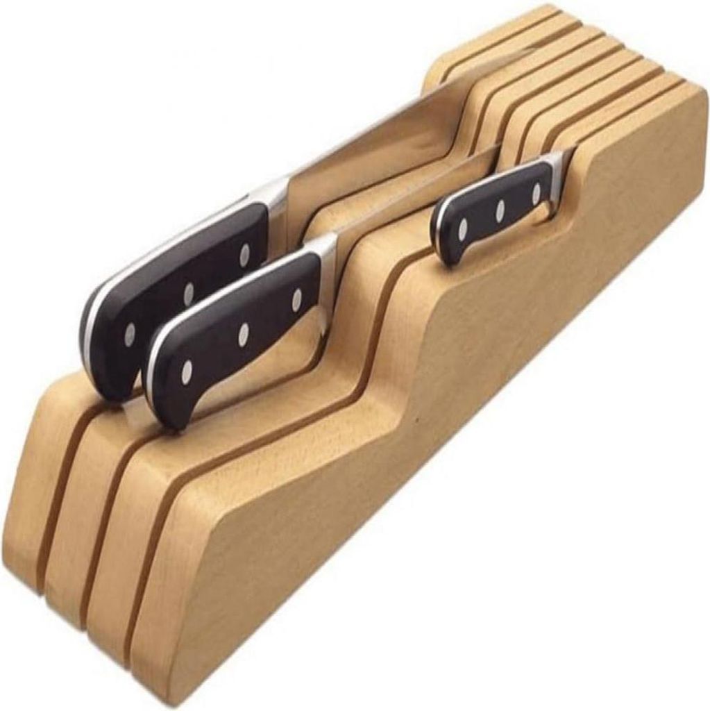 Messerhalter aus Holz – Küchenmesserhalter mit 9 Schlitzen, horizontaler Küchenmesserständer, Aufbewahrungsbox für Küchenmesser, universelle...