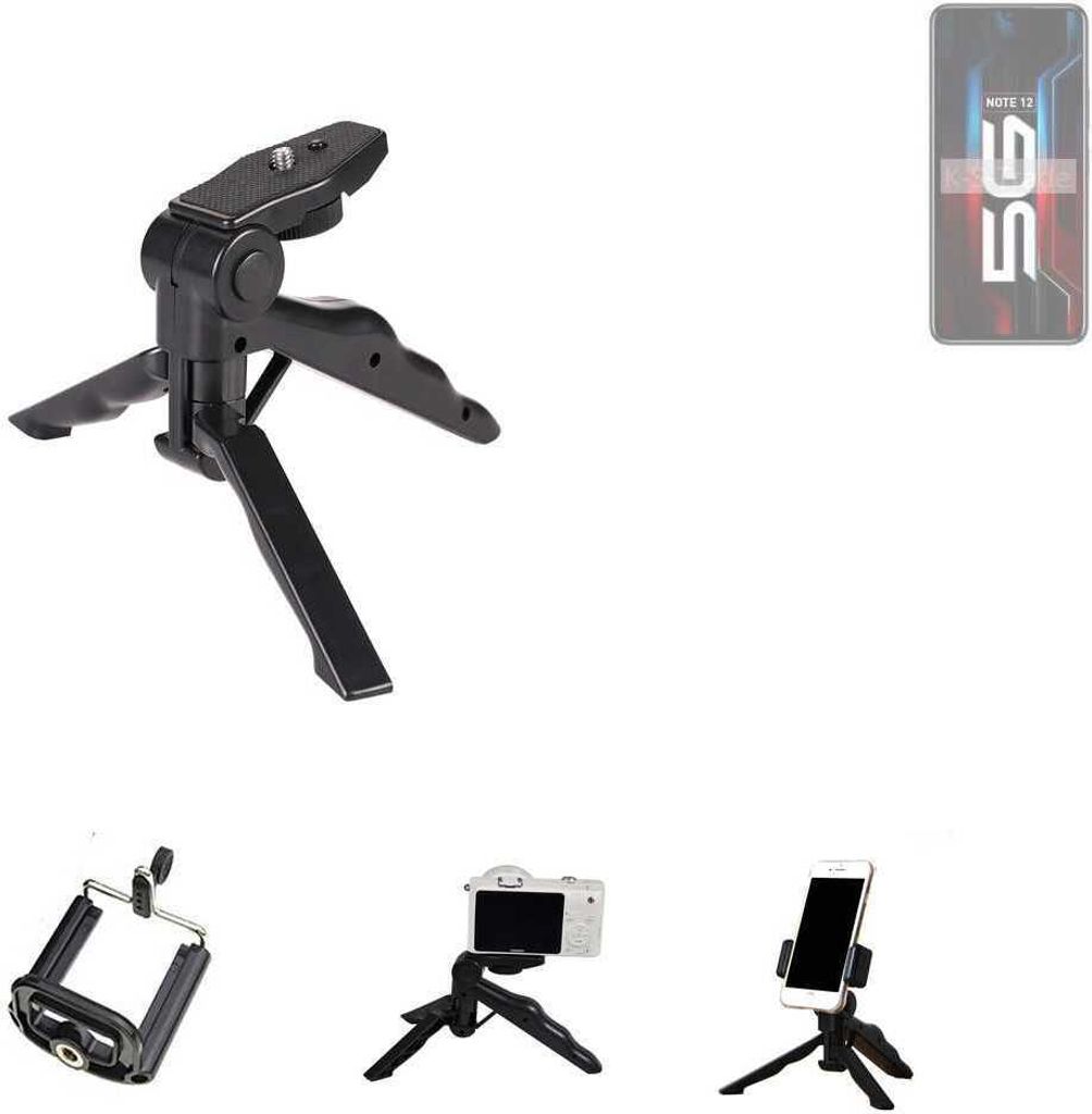 K-S-Trade Stativ Tisch-Ständer Dreibein Handy-Stativ Ständer kompatibel mit Infinix Note 12 5G Mini-Stativ Smartphone Tripod Handy-Stativ aus