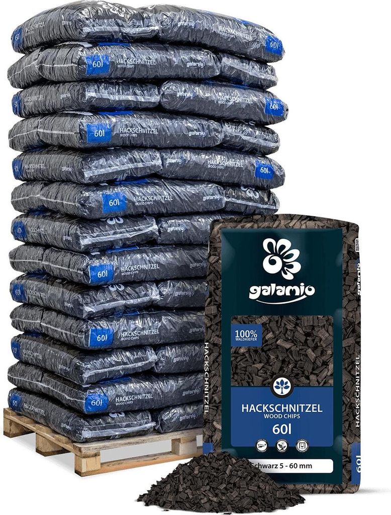 Galamio Holzhackschnitzel Schwarz 60l x 39 Sack 2340l Produktbild 