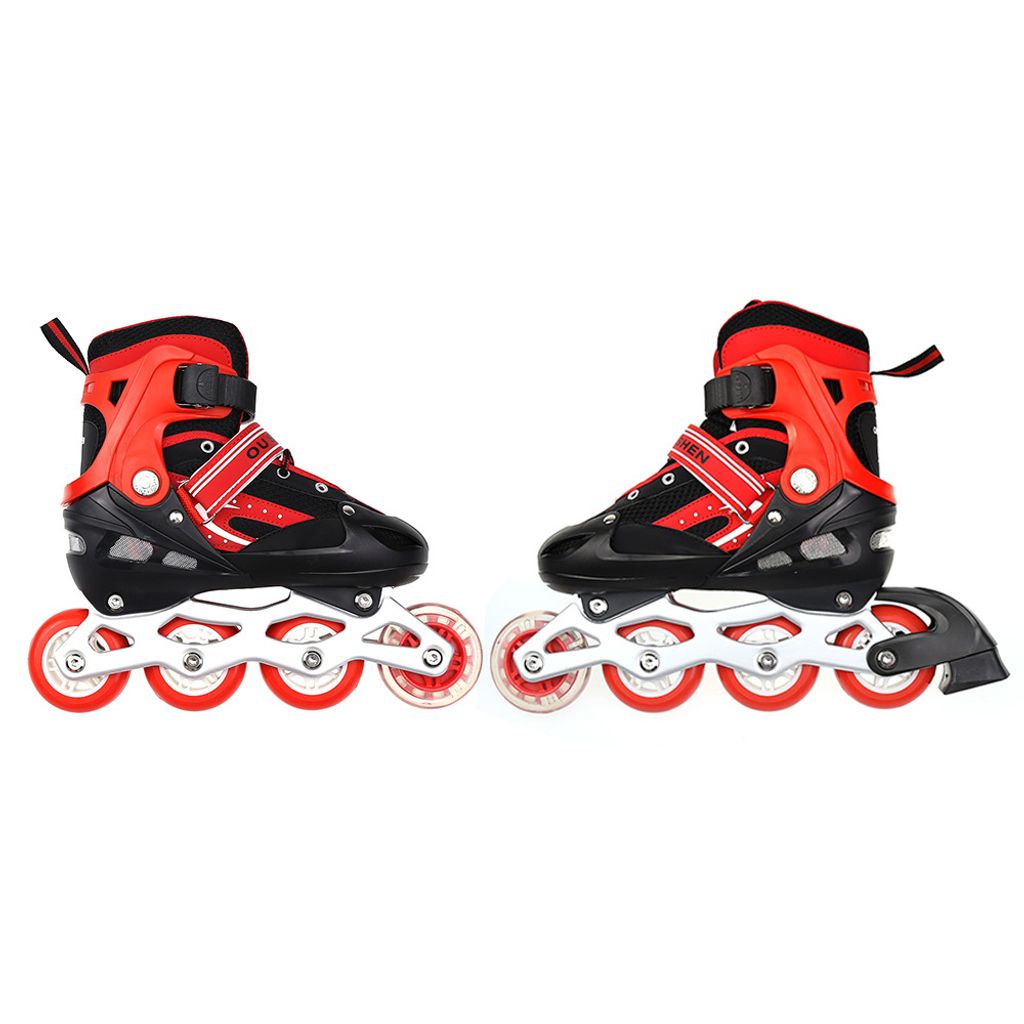 Patins à Roulettes Enfant COSTWAY – Réglables 4 Tailles, Roues LED, Frein, Doublure Respirante, 5-14 Ans