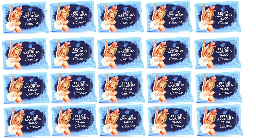 20x PAGLIERI Felce Azzurra Talco Classico Körperpuder Talkpuder 100 g Nachfülla und Robusta in Beuteln mit einem Aroma-Saver-Ventil, 1.000 Gramm ...