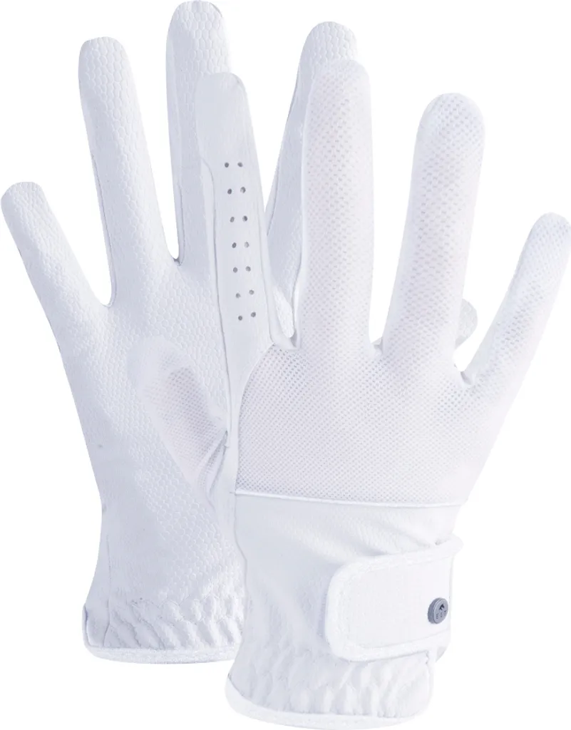 Gants de cavalier blancs E.L.T Estelle en taille L pour l'équitation