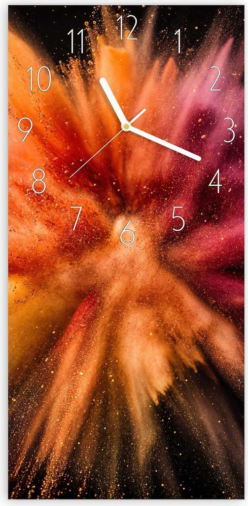 Wanduhr aus Glas mit Motiv Farbenexplosion- 30 x 60 cm - inkl. Aufhängesystem