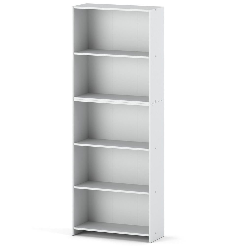 STIV Möbel | Bücherregal Weiß Matt 70x189 cm | 5 Fächer | Breites Standregal modern für Wohnzimmer Büro Kinderzimmer