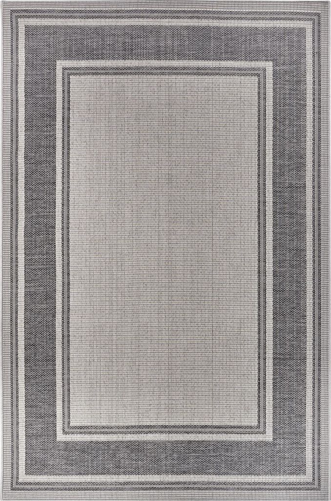 NYVI Teppich Clyde - Wetterfest, UV-beständig, für Innen und Außen - Aussenteppich Gartenteppich - 76x150 cm Rechteckig - Beige Grau Cast