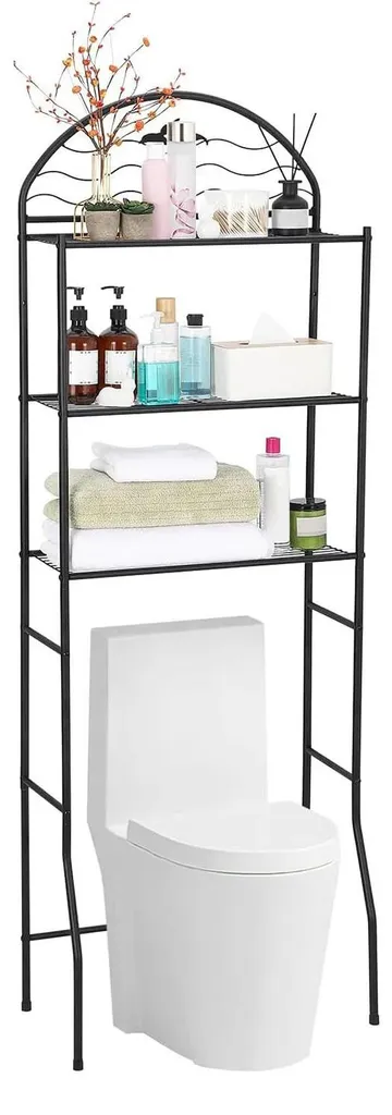 Meuble de rangement dessus WC autoportant - Rangement 3 tablettes métal