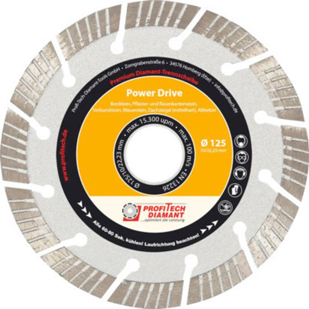 Diamanttrennscheibe Profitech Diamant Power Drive Ø 125x22,23 mm