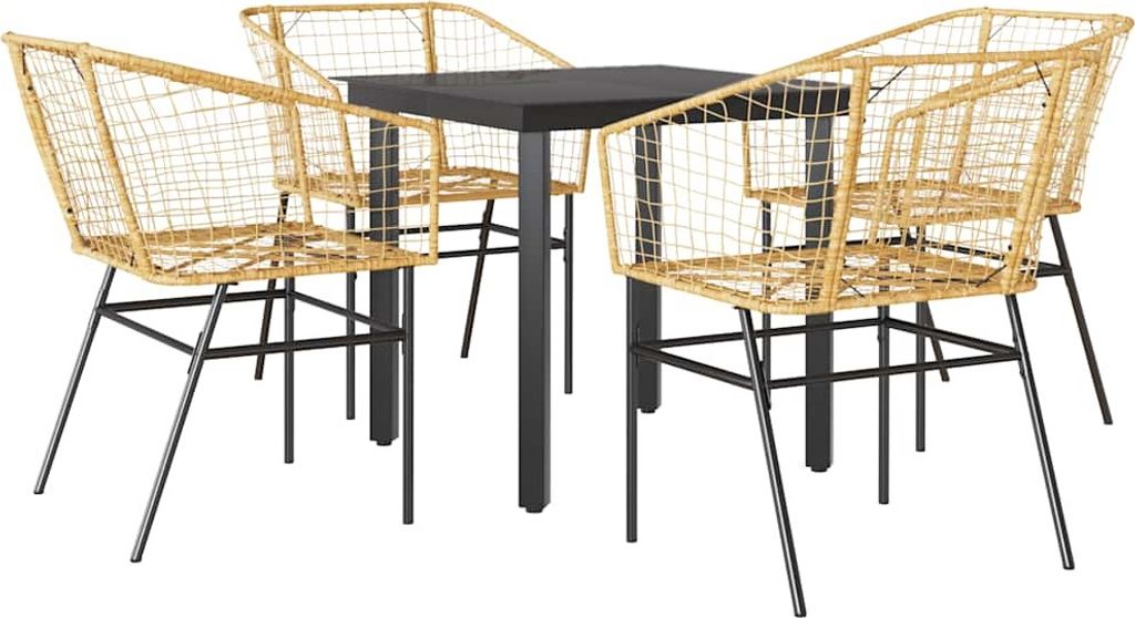 vidaXL 5-teiliges Garten-Esszimmerset Braunes Polyrattanglas