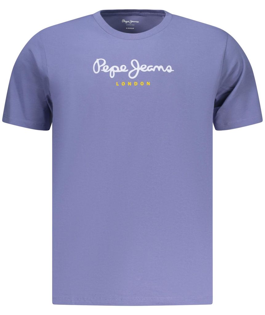Herren Kurzarm T-Shirt Blau aus Baumwolle mit Print-Design