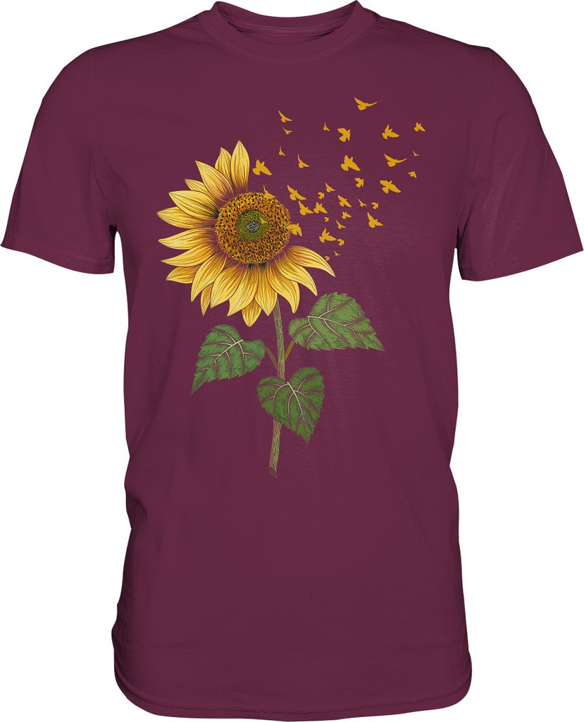 Vögel Sonnenblumen T-Shirt Garten Vogel Motiv Gärtner Produktbild 