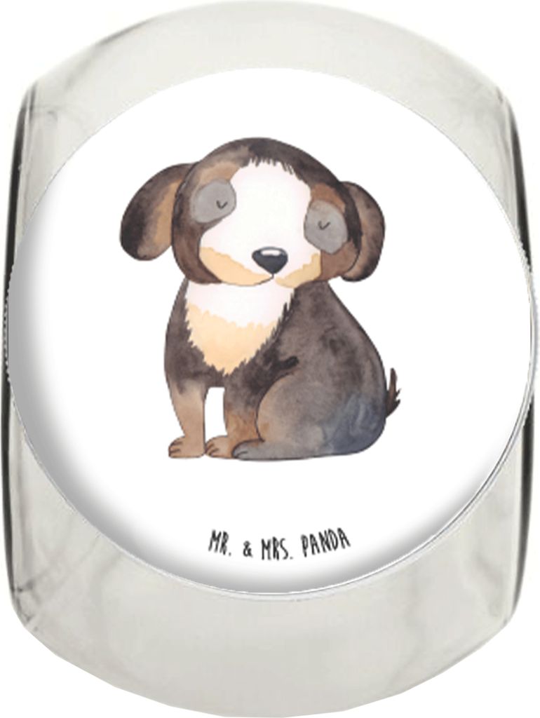 Mr. & Mrs. Panda Teedose Hund Entspannen XL 2000ml - Weiß - Geschenk, Hundemotiv, Liebe, Entspannt, Bonboniere, glasbehälter, schraubglas, Schwar...