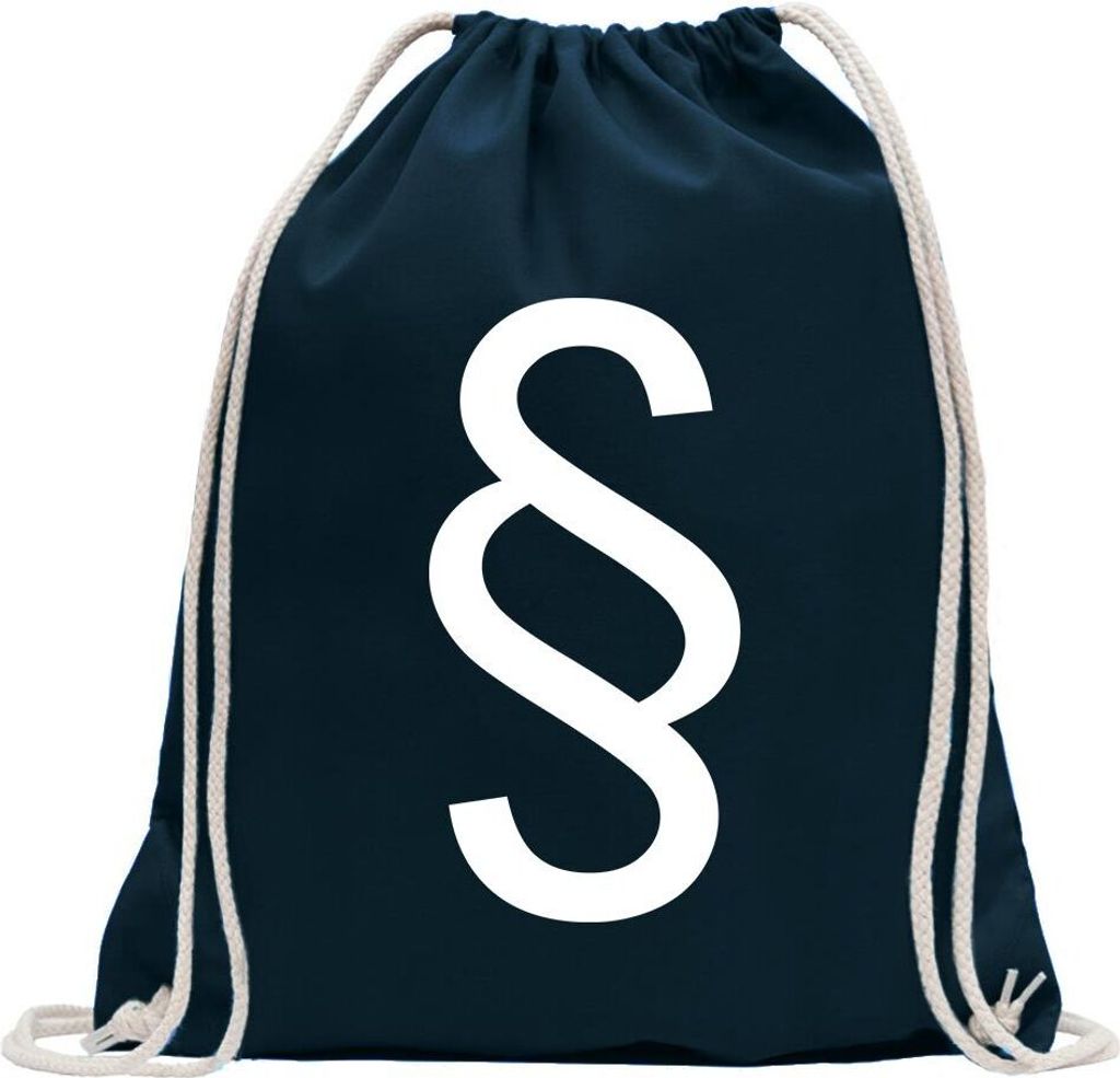 Kiwistar - Turnbeutel - dunkelblau - Paragraph Paragraf Zeichen - Fun Rucksack Sport Beutel Gymsack Baumwolle mit Ziehgurt