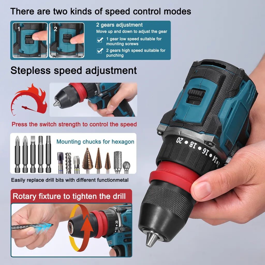 Perceuse sans fil brushless 18V avec fonction tournevis électrique