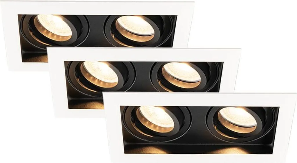 Spot LED encastrable anti-éblouissement noir inclinable 4W 2700K pack de 3