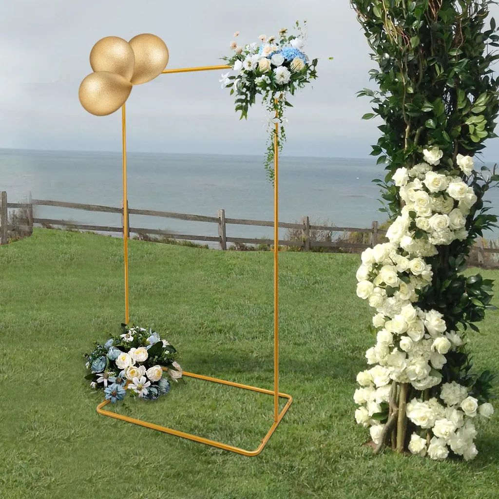 Structure Arche Stable en Métal Or pour Fond de Photographie et Fête