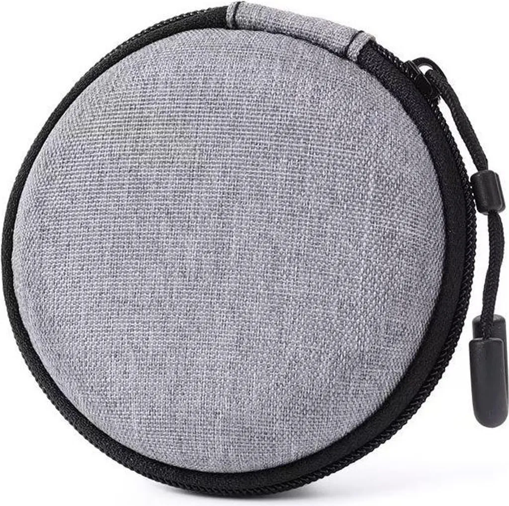 INF Custodia Rotonda Grigia 8x8x3.5cm per Accessori Digitali e Auricolari