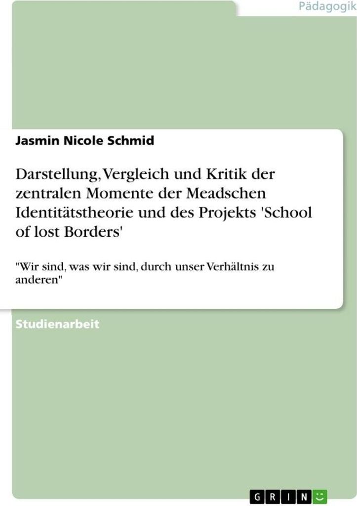 Darstellung, Vergleich und Kritik der zentralen Momente der Meadschen Identitätstheorie und des Projekts 'School of lost Borders'