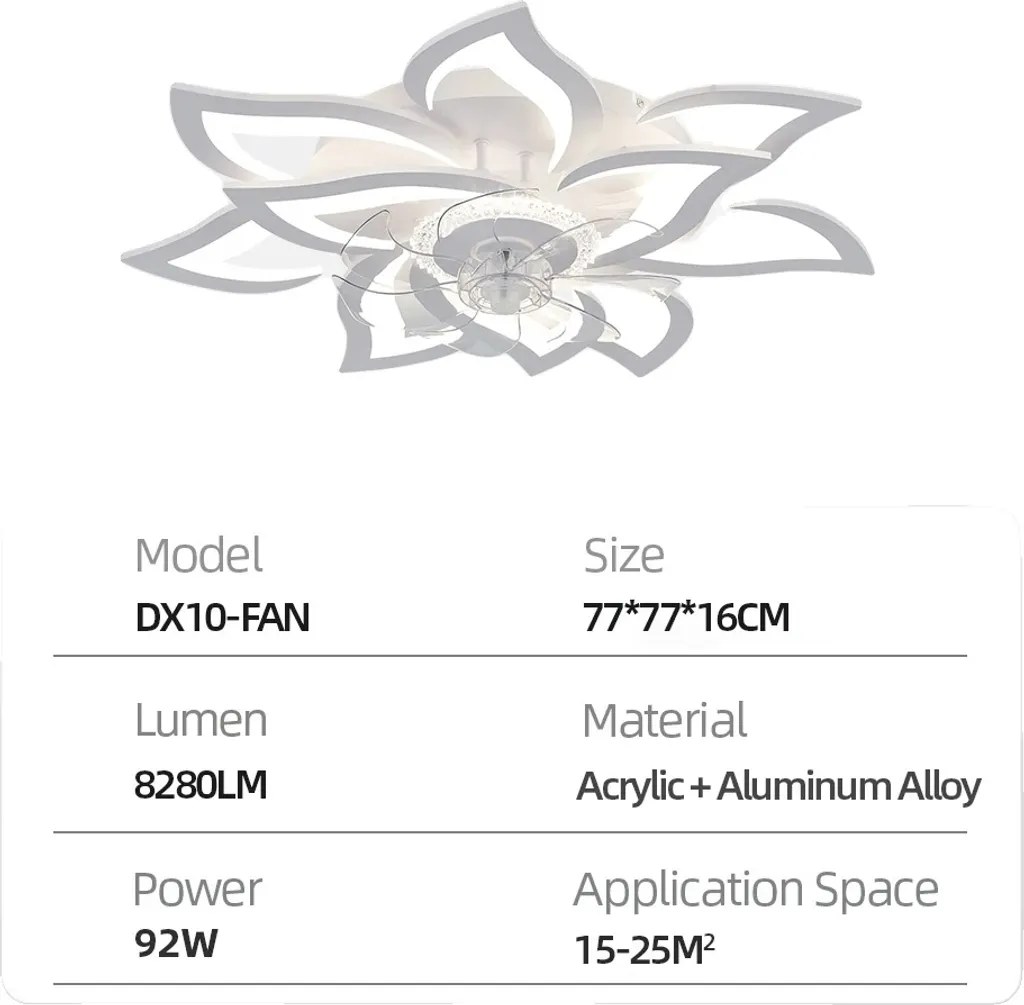 Ventilateur de plafond pour chambre avec éclairage LED blanc 92W modulable
