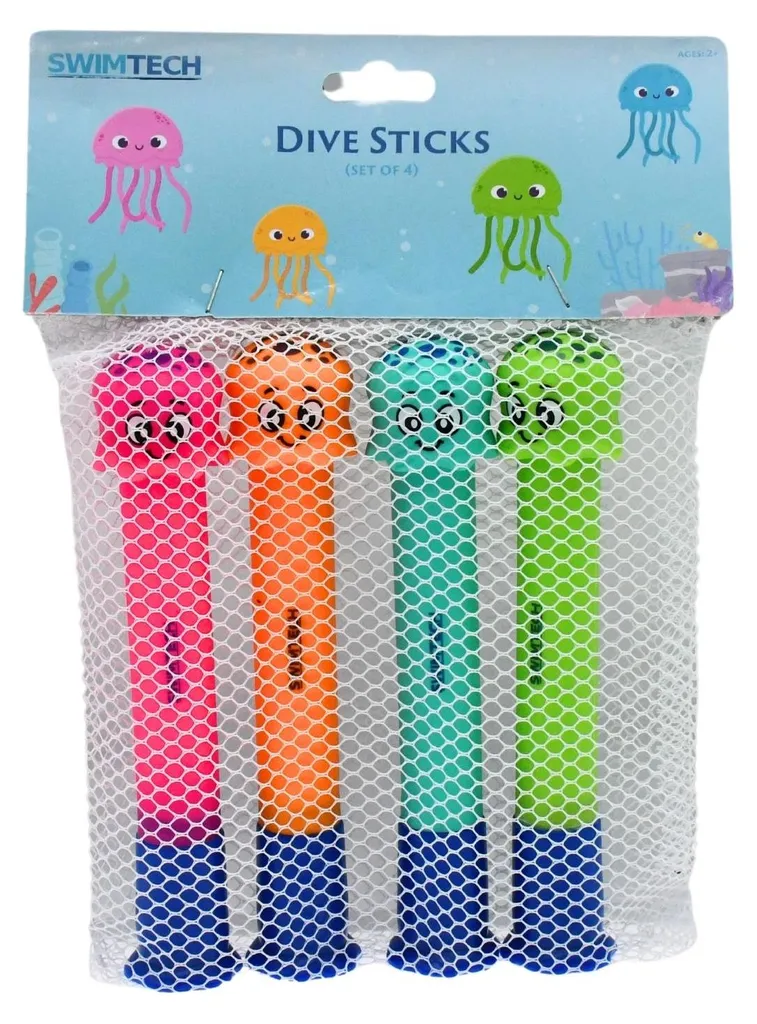Récupérer des Bâtons Plongeurs de Piscine - Set de 4 Jouets Sécurisés