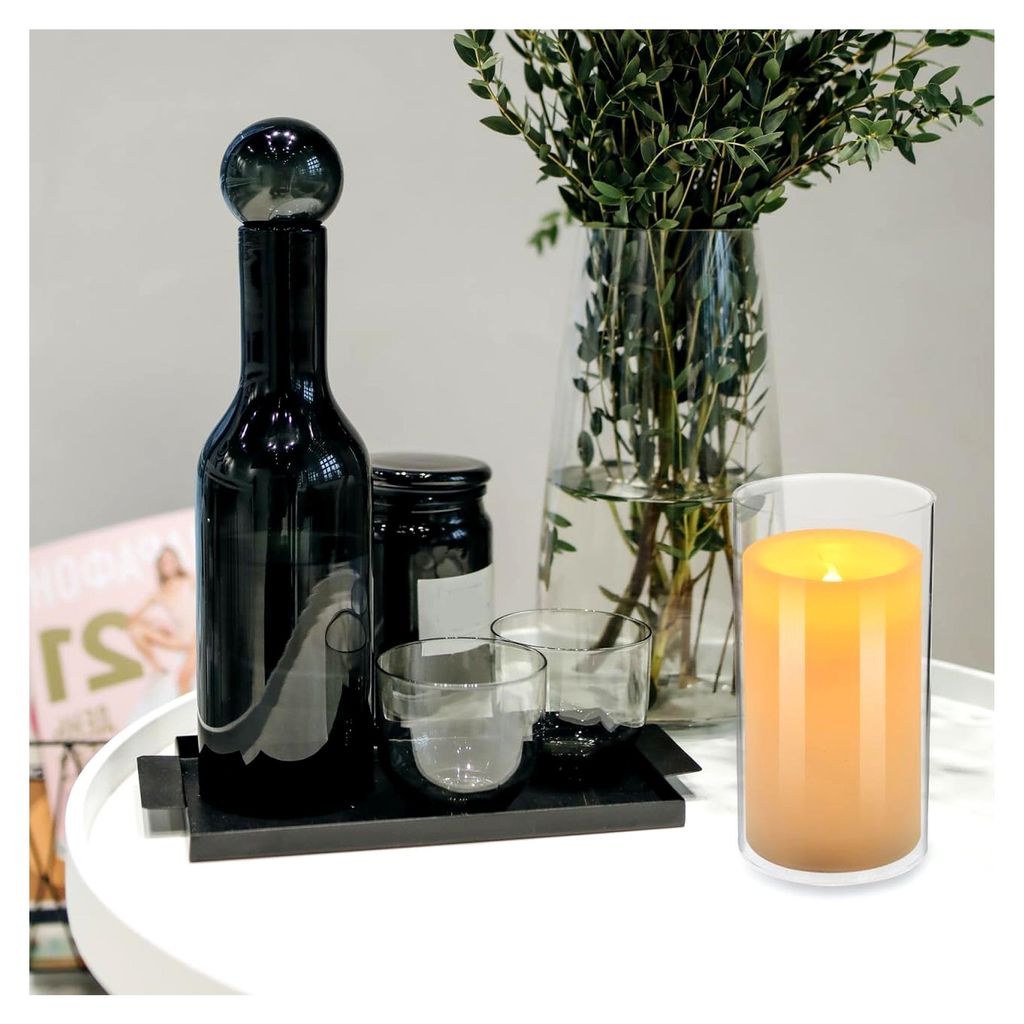 Kerzenständer aus Glaszylinder: Windlicht für Hochzeit, Party, Esstisch, Tischdeko, Wohnzimmer, 8 × 15 cm, 2 Stück