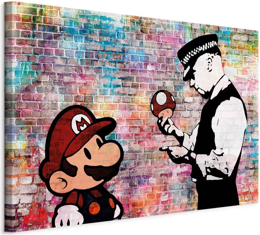 Quadro Banksy Colourful Brick 120x80 - Tela Italiana Street Art Arredo