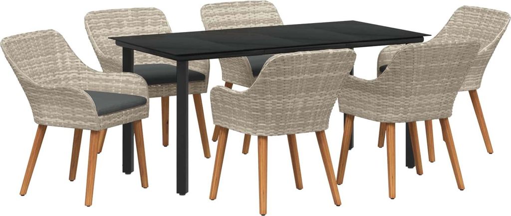 Maison Exclusive - Garten Essgruppe mit Kissen 7 pcs Hellgrau Poly-Rattan