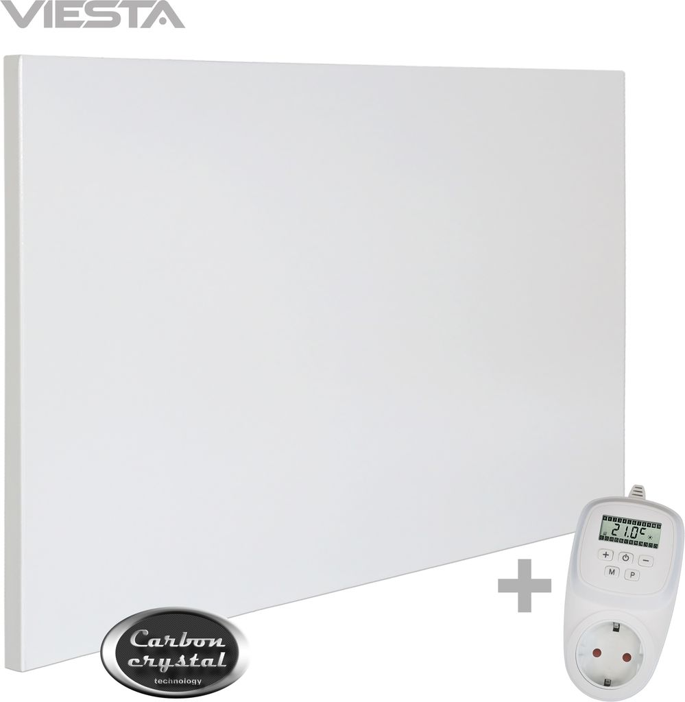 VIESTA Infrarot Wandheizung mit Thermostat [INKL. TH12 THERMOSTAT] – Infrarotheizung Wandmontage Heizkörper – Carbon Crystal Infrarotheizung...