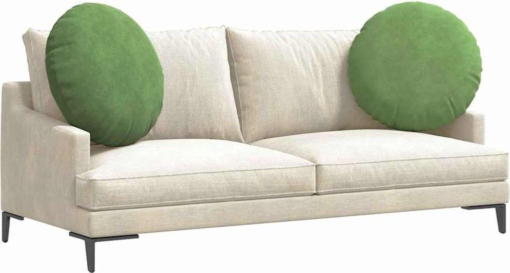 (Robust Möbel) Sitzkissen 2 Stück Hellgrün Ø 60 x 21cm Samt - Gartenmöbelauflagen CL879410 - Gartenmöbelauflagen